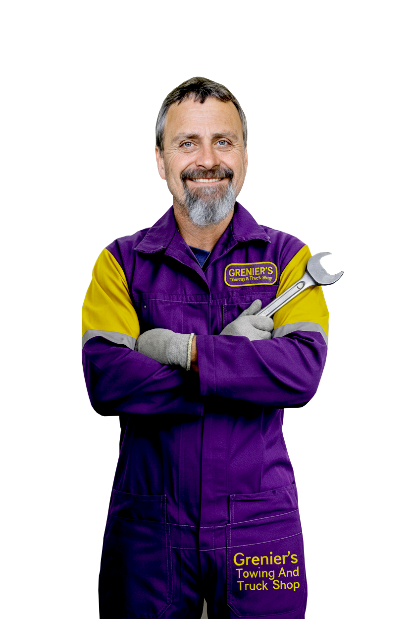 Alex Grenier with tow truck